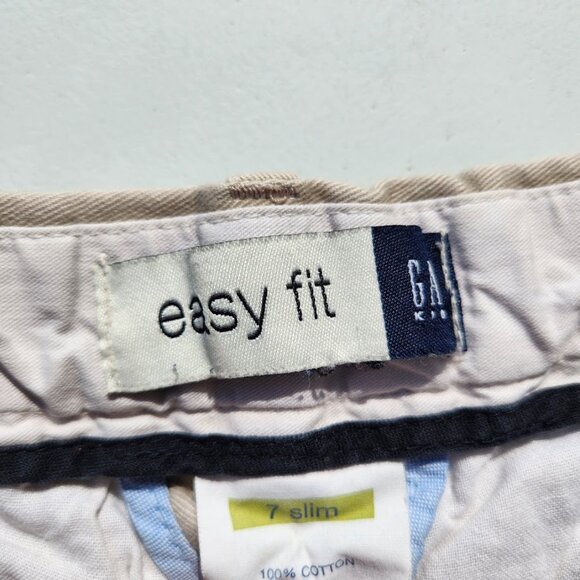 Gap Kids Uniform Flat Front Shorts Size 7 Slim Khaki 100% Cotton Easy Fit - Picture 3 of 9
